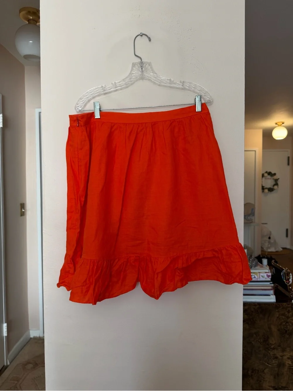 J. Crew Bright Orange Ruffle Mini Skirt